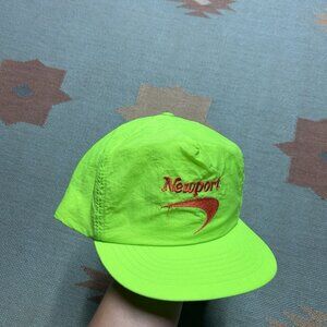 Vintage SnapBack hat cap Newport cigarettes neon yellow green hi vis promo